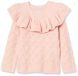 Amazon Essentials Girls' Soft Touch Ruffle Sweater, Light Pink, XX-Large