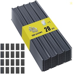 Metal Roofing Panels - 20 Pcs Corrugated Pergola Roofing Panels Heavy Duty Waterproof Tin Roof Materials for Shed Gazebo Garages Patio Siding 42.52x16.77in, Grey
