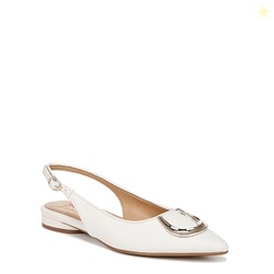 Naturalizer Womens Bixby 2 Pointed Toe Slingback Flat Warm White Straw Fabric 8 M