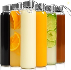 EPICA GLASS BOTTLES WITH LIDS   SET OF 6 