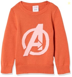 Amazon Essentials Disney | Marvel | Star Wars | Princess Girls' Crewneck Sweaters, Avengers Logo - Girls, Large