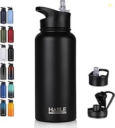 HASLE OUTFITTERS 32 oz Insulated Water Bottle with 2 Lids 