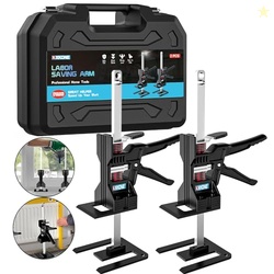 XKONE Labor Saving Arm Jack(2 Pcs),Multi-Function Height Adjustment Lifting Device with Storage Case,Suitable for Door Panel Lifting,Wall Tile Locator,Cabinet Jack and Tables Lifter etc.