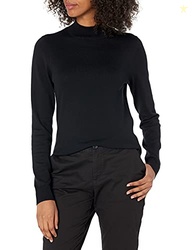 Amazon Essentials Women's Lightweight Mockneck Sweater (Available in Plus Size), Black, X-Small