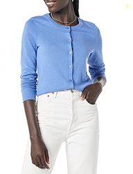 Amazon Essentials Women's Lightweight Crewneck Cardigan Sweater (Available in Plus Size), Blue, Medium