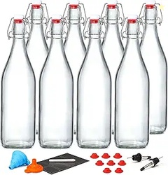 8 Pack [1 L / 33 fl. oz.] Swing Top Glass Bottles 