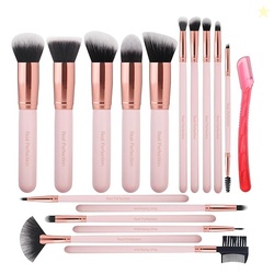 MAKEUP BRUSH SET 16 PCS WITH 1 EYEBROW RAZOR