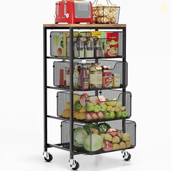 Goovilla Kitchen Cart with Drawers, 4 Tier