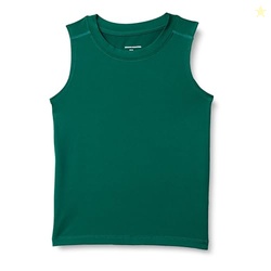 Amazon Essentials Boys' Tech Stretch Tank Top, Dark Green, Small