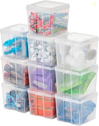 IRIS USA Vertical Plastic Flip Top Storage Containers Bins with Lids, 