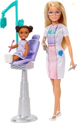 Barbie Dentist with Blonde Fashion Doll with Blue Dress and Lab Coat, 