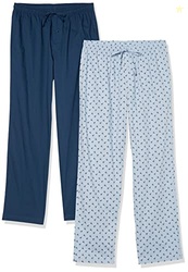 Amazon Essentials Men's Cotton Poplin Full-Length Pajama Bottoms, Pack