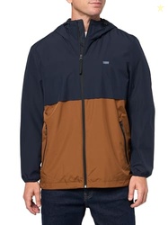 Levi's Men's Hooded Rain Jacket & Windbreaker, Navy/Brown, Medium