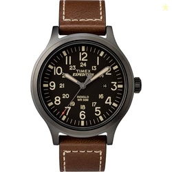 Timex Men's Expedition Scout 43mm Watch  Black Dial & Case with Brown 