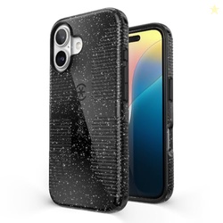 Speck CandyShell Grip iPhone 16 Case - Slim MagSafe - Black Glitter/St