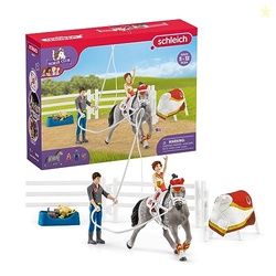 schleich HORSE CLUB  Mia's Vaulting Set, 18 Piece Horse Play Set with 