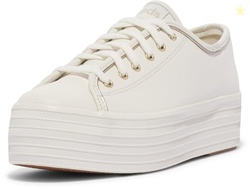 Keds Women's Triple Up Leather, White/Gold, 11 Medium