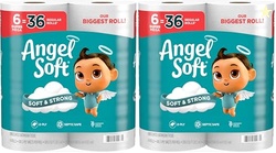 Angel Soft Toilet Paper, 6 Super Mega Rolls = 36 Regular Rolls, Soft a