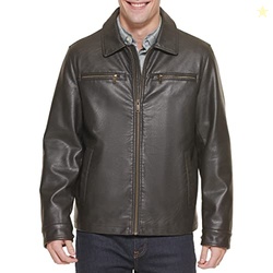 Dockers Men's James Faux Leather Jacket, Dark Brown w. Chest Zip, XX-L