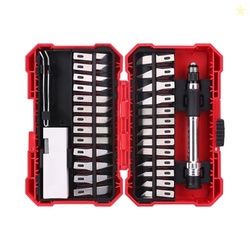 Amazon Basics 29-Piece Precision Hobby Knife Set, Black, Silver, Red