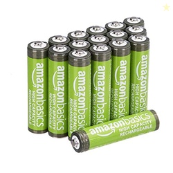 Amazon Basics 16-Pack Rechargeable AAA NiMH High-Capacity Batteries, 8