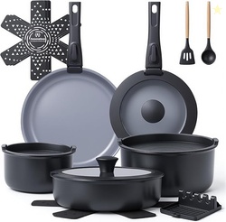 Ammeloo 18 Pcs Ceramic Pots and Pans Set