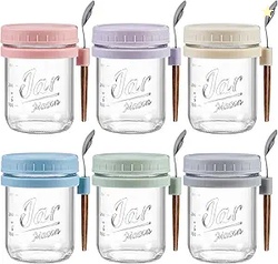 6 Pack Overnight Oats Containers with Lids