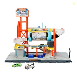Matchbox Toy Car Track Set, Spin Cyclone Car Wash Playset with 1:64 Sc
