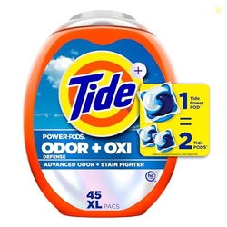 Tide Odor Defense + Oxi Laundry Detergent Pacs, Original Scent, 45 Cou