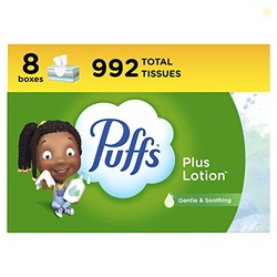 Puffs Plus Lotion Facial Tissues, 8 Family Boxes, 124 Facial Tissues p