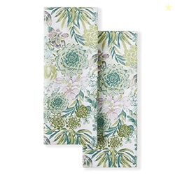 Martha Stewart Dual Purpose Kitchen Towel 2-Pack Set, Succulents, 16"x