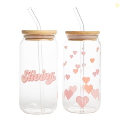Paris Hilton Glass Tumblers Set with Iconic Decals, Includes Bamboo Li