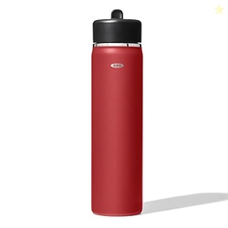 OXO Strive 24oz Wide Mouth Water Bottle with Straw Lid - Garnet