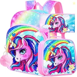 3PCS Unicorn Backpack,