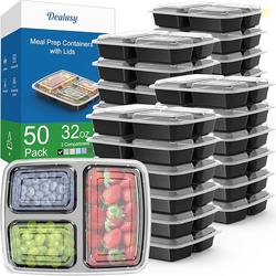 50 Pack (100-Piece) 32 oz Meal Prep Containers 