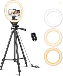 Sensyne 10'' Ring Light with 50'' Extendable Tripod Stand, LED Circle 