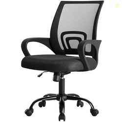 DUMOS Office Desk Chair - Ergonomic Mid Back with Lumbar Support & Roc