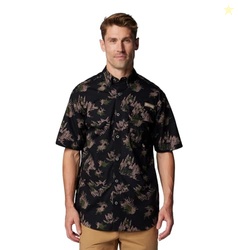 Columbia Men's Super Sharptail Short Sleeve Shirt, Black Retrodeer, Sm