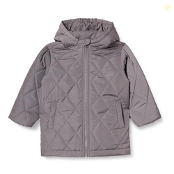Amazon Essentials Unisex Kids' Long Quilted Jacket, Grey, Medium