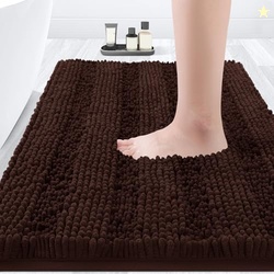 ACCUMTEK Striped Brown Bathroom Rug Mat 32"x20" Ultra Soft, Non Slip C