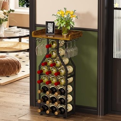 X-cosrack Wine Rack Freestanding Floor, Wine Storage Rack Mini Bar Tab