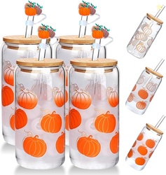 ANOTION Cute Glass Cups, 4 Packs