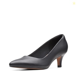 Clarks womens Linvale Jerica Pump, Black Leather, 7.5 Wide US