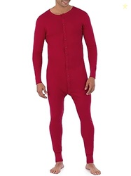 Fruit of The Loom Men's Premium Thermal Union Suit, Red, Large