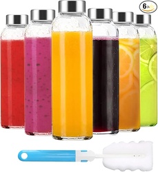 Clear Glass Bottles with Lids, Set of 6