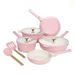 Paris Hilton Ceramic Nonstick Cookware Set, Cast Aluminum with Dual La