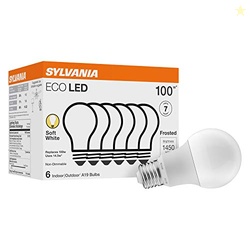 Sylvania ECO LED A19 Light Bulb, 100W Equivalent, Efficient 14.5W, 7 Y