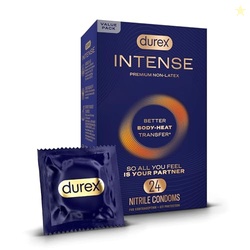 Durex Intense Non Latex Condoms, Ultra Thin Condoms Lubricated with Si
