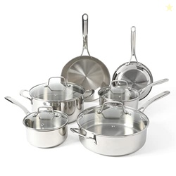 Martha Stewart Castelle 10 Piece 18/8 Durable Stainless Steel Inductio