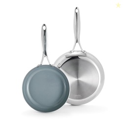 GreenPan Valencia Pro Tri-Ply Stainless Steel 8 & 10 Frying Pan Skille